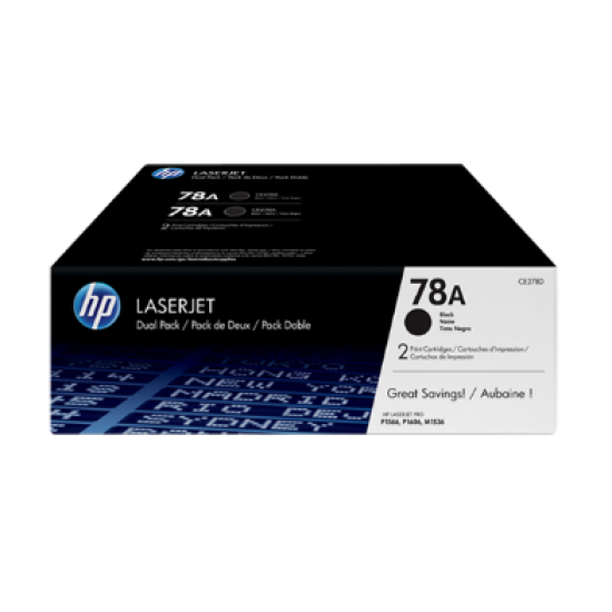 Toner HP Dual Pack CE278AE 2 x CE278AB Preto BR 10581 Toner HP Dual Pack CE278AE 2 x CE278AB Preto BR 10581