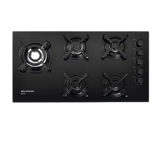 Cooktop a Gás Brastemp 5 Bocas Superautomático Mesa de Vidro GA 14409580