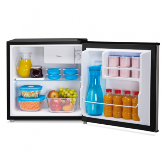 Frigobar Midea MRC06B1-X, 45 Litros Função Refrigerador Compartimento Extra Frio Prateleiras de Vidro Baixo nível de ruído Preto / Inox FU 196769