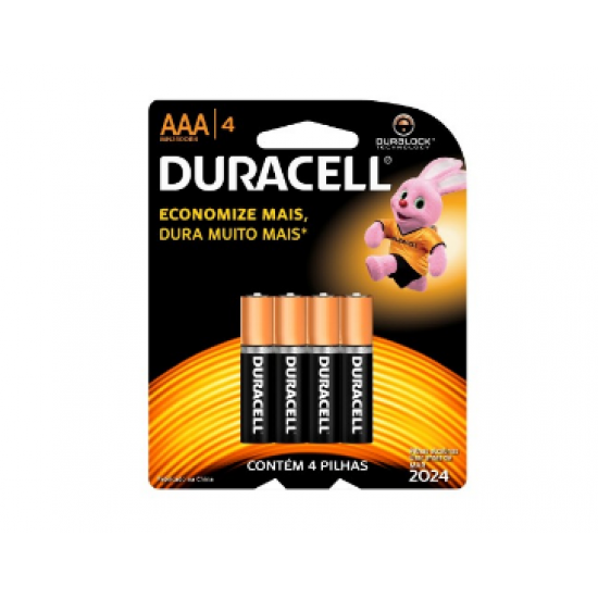 Pilha Alcalina AAA 1,5V Blister c/ 4un Duracell BR 80299