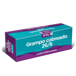 Grampo cobreado 26/6 caixa c/ 5.000 unidades Onda