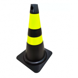 Cone Preto e Amarelo de Plástico 75cm Plastcor PL 0505