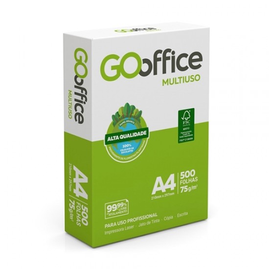 Papel Sulfite A4 Go Office Branco PCT 500 FL -75g Papel Sulfite A4 Go Office Branco PCT 500 FL -75g