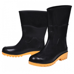 Bota PVC Preto/Amarelo  Cano Médio S/ Forro WO 862061